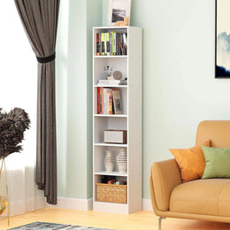 Lukzer 6-Layer Open Bookshelf & Display Rack – Engineered Wood, White, Wenge & Oak Brown (MR-006)