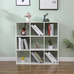 Lukzer 9 Cube Engineered Wood Bookshelf & Open Display Rack – Multi-Purpose Storage Organizer (White, Oak, Brown & Light Oak) | MR-012