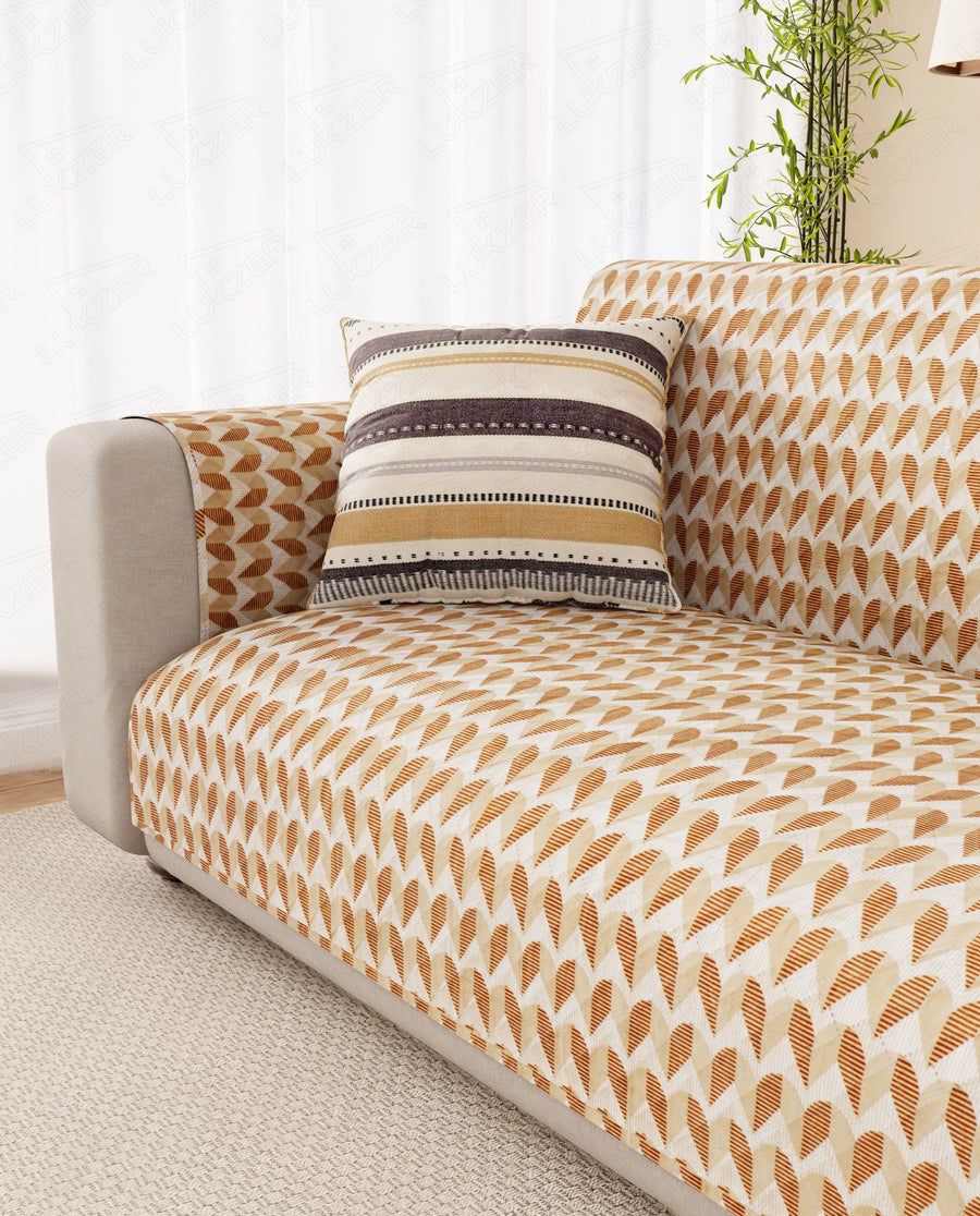 Lukzer Reversible Quilted Sofa Mat with Arms Rhythmic Arcs (SC-181-01/A)