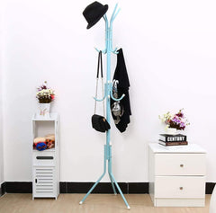 Lukzer 8-Hook Freestanding Metal Coat Stand – Stylish & Durable (Blue/White/Black, 170x42cm