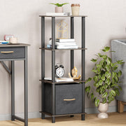Lukzer 4-Tier Engineered Wood Bookshelf with Fabric Drawer (MRM-001/Wenge)