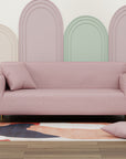 Jacquard Sofa Cover (Pastel Pink Abstract Design)