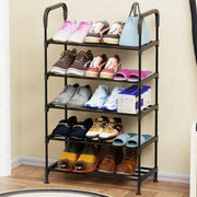 Lukzer Dual-Material Shoe Rack – Black, 3/4/5/6-Layer Storage Organizer