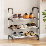 Lukzer 3-Tier Metal & Plastic Space-Saving Shoe Organizer Rack (MSR-003/Silver)