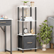 Lukzer 4-Tier Engineered Wood Bookshelf with Fabric Drawer (MRM-001/White)