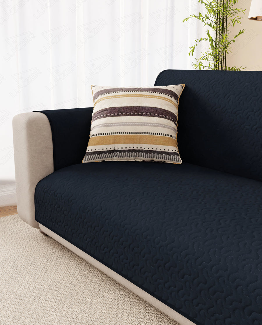 Lukzer Quilted Sofa Mat Stipple Navy Blue (SC-210-01)