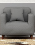 Jacquard Sofa Cover (Pastel Dark Grey Diamond Pattern)