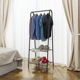 Lukzer Modern Metal Garment Rack with 2 Bottom Shelves – A-Shape - Frame Design (Black/White)