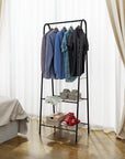 Garment Stand with 2 Bottom Shelves (A-Shape/Metal)