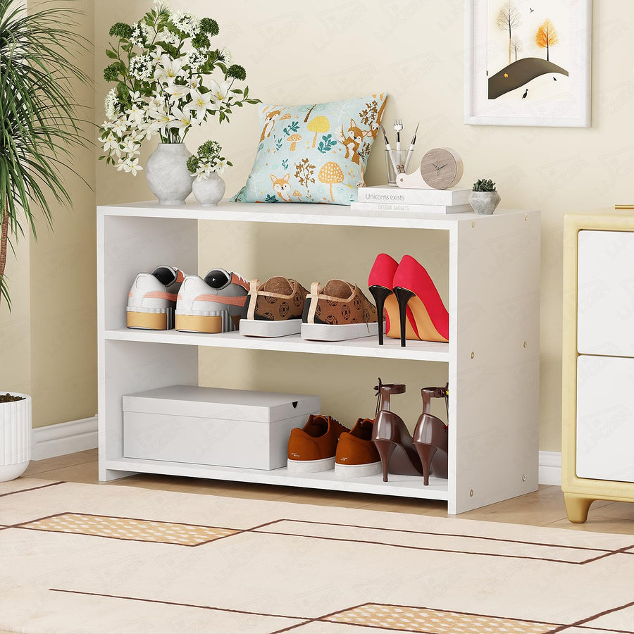 Lukzer 3-Tier Engineered Wood Shoe Storage Shelf (SR-004/White)
