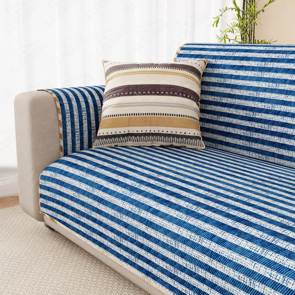 Lukzer Reversible Quilted Sofa Mat with Arms Optical Stripe (SC-184-01/A)
