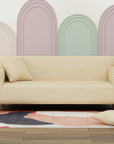 Jacquard Sofa Cover (Pastel Orange Abstract Design)