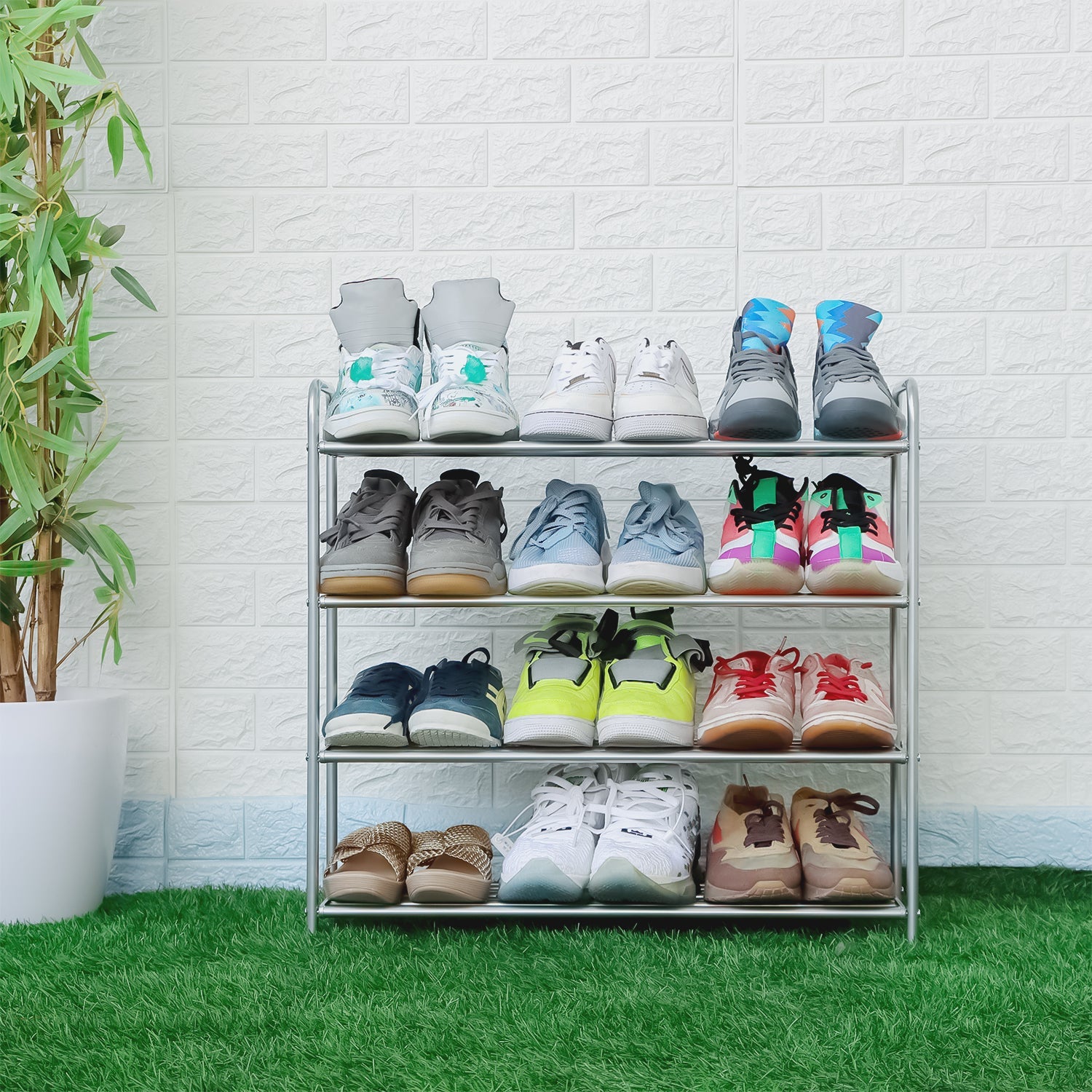 Lukzer Metal Shoe Rack & Open Display Shelf – Durable Storage Organizer