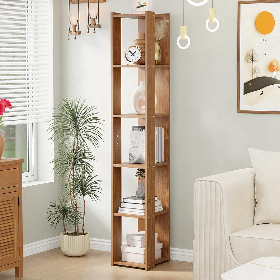 Lukzer Engineered Wood Multipurpose Bookshelf & Storage Organiser (MR-019/Oak Brown)