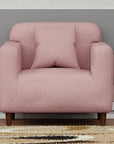 Jacquard Sofa Cover (Pastel Deep Maroon Diamond Pattern)