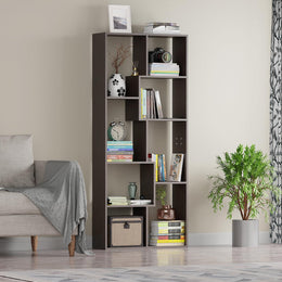 Lukzer 8 Shelves Modern Engineered Wood Book Shelf with Storage Display Rack (MR-004/Black)