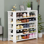 Lukzer 5-Tier Engineered Wood Shoe Rack | Multipurpose Storage Shelf (SR-002/White)