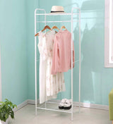 Lukzer Space-Saving Garment Stand with Shelves – Durable Metal Frame (Black/White, 163x60x35cm)
