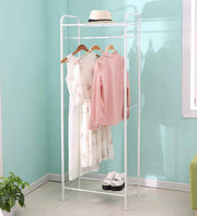 Lukzer Space-Saving Garment Stand with Shelves – Durable Metal Frame (Black/White, 163x60x35cm)