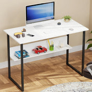 Lukzer Metal Frame Computer Desk – Engineered Wood Top (White Frame/Oak Brown Board, Black Frame/White Board) (Model: MST-005)