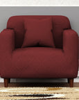 Jacquard Sofa Cover (Pastel Deep Maroon Diamond Pattern)