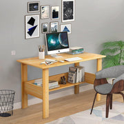 Lukzer Engineered Wood Modern Computer Desk with Bookshelf Study Table (ST-004/Light Oak)