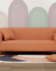 Jacquard Sofa Cover (Pastel Orange Abstract Design)