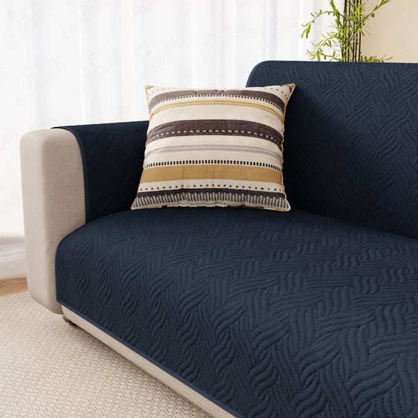 Lukzer Reversible Quilted Sofa Mat with Arms Aqua Weave Blue (SC-215-01)