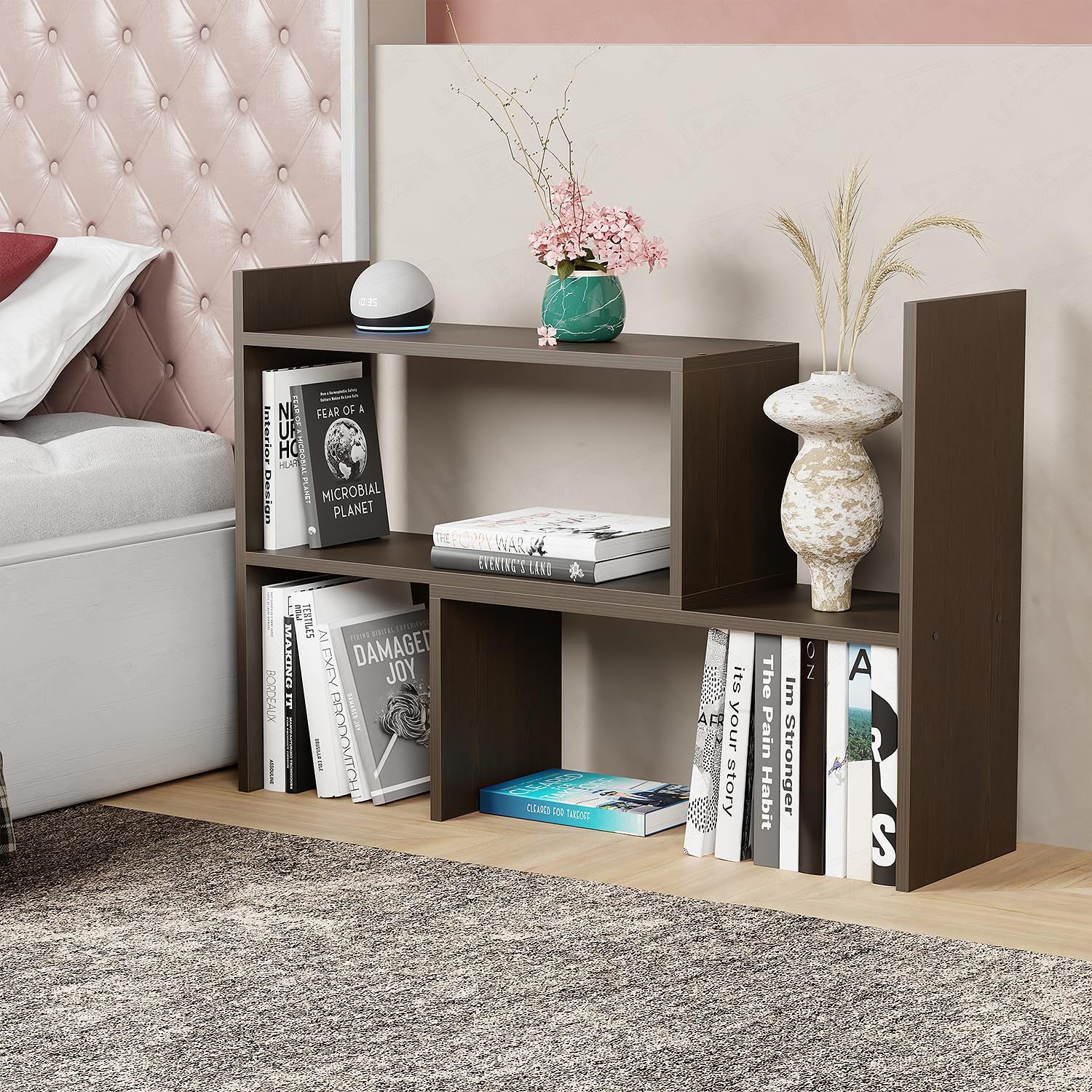 Lukzer Adjustable 5-Tier Bookshelf Multi-Functional Storage Rack Engineered Wood (MR-011/Wenge)