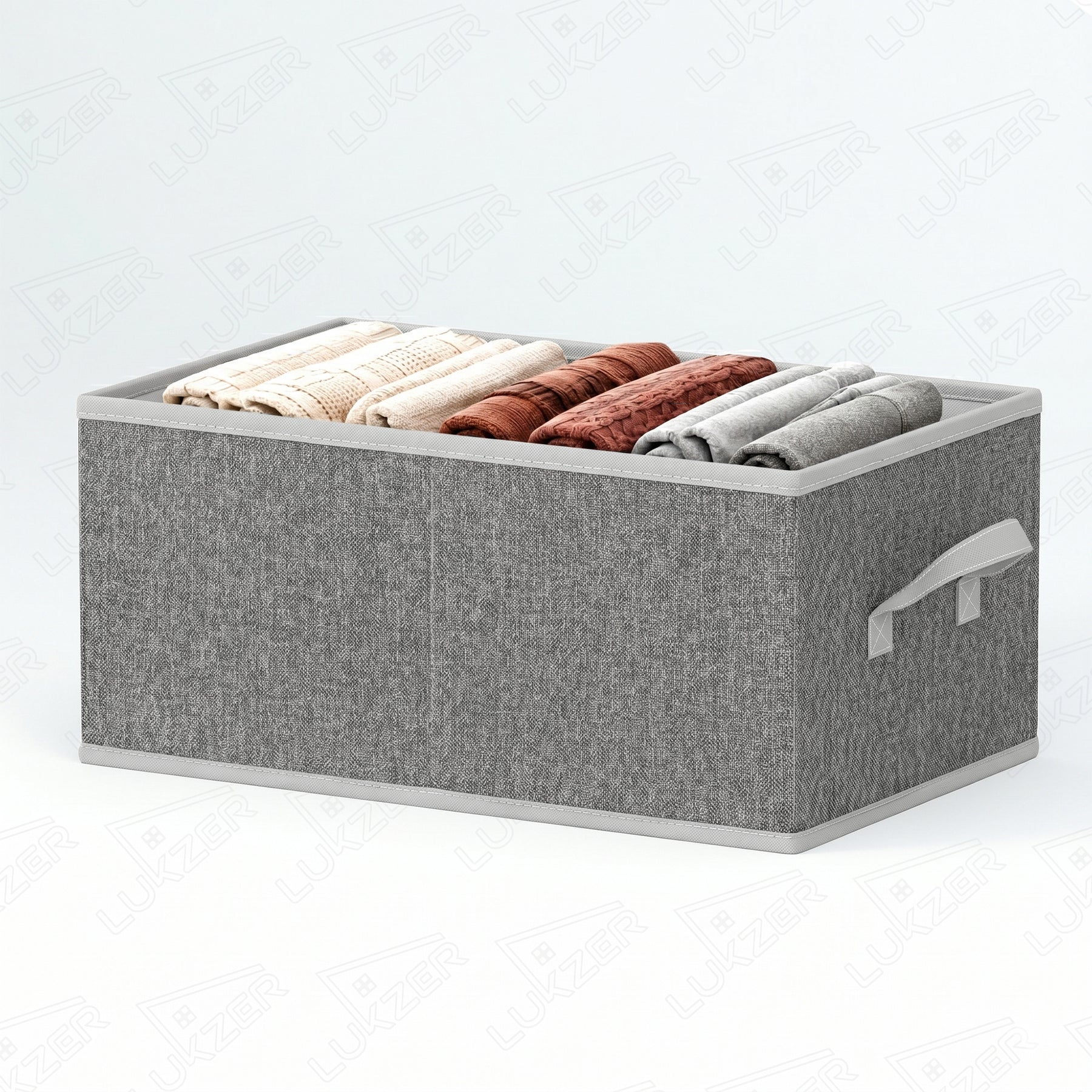 Lukzer 3Pcs Grey Foldable Clothes Organiser Storage Box (Jute)