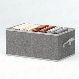 Lukzer 1Pc Grey Foldable Clothes Organiser Storage Box (Jute)