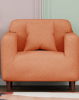 Jacquard Sofa Cover (Pastel Orange Abstract Design)