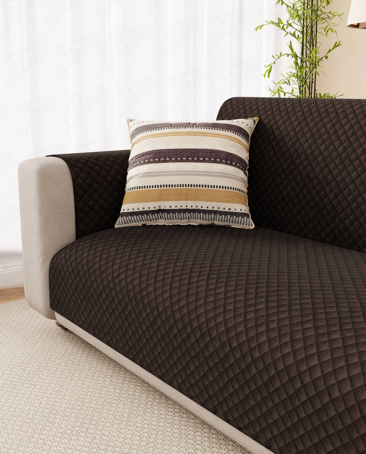 Lukzer Quilted Velvet Sofa Mat Dark Umber (SC-221-01)