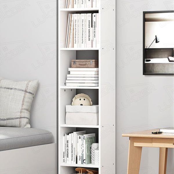 Lukzer 6 Layer Engineered Wood Bookshelf Multipurpose Rack (MR-005/White)