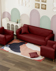 Jacquard Sofa Cover (Pastel Deep Maroon Abstract Design)