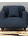 Jacquard Sofa Cover (Pastel Marine Blue Diamond Pattern)