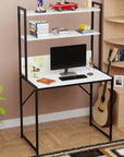 Metal & Wood Computer Desk with 3 Shelves | (MST-006)