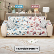 Lukzer Quilted Reversible Sofa Cover Mat with Arms | Polyester Blend 350 GSM Full Coverage & Back Belt for Stability | Washable Furniture Protector.