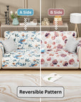 Lukzer Quilted Reversible Sofa Cover Mat with Arms | Polyester Blend 350 GSM Full Coverage & Back Belt for Stability | Washable Furniture Protector.