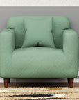 Jacquard Sofa Cover (Pastel Green Diamond Pattern)