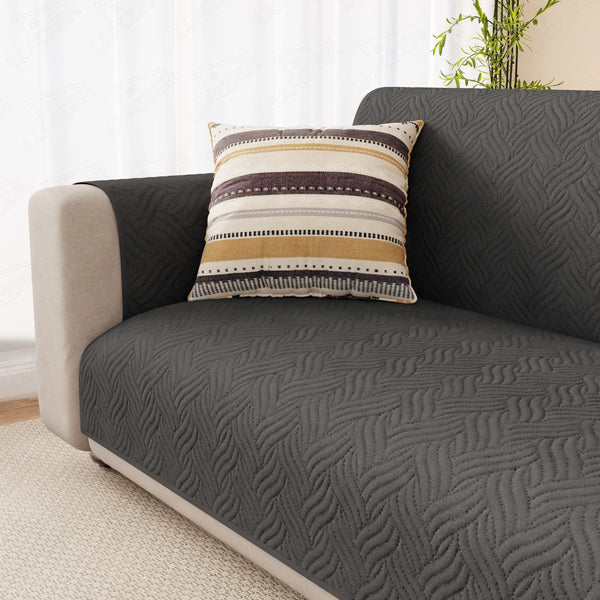 Lukzer Reversible Quilted Sofa Mat with Arms Aqua Weave Grey (SC-217-01)