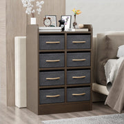 Lukzer 8 Drawer Engineered Wood Storage Organizer Cabinet with Fabric Bins (MR-028/Wenge)