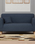 Jacquard Sofa Cover (Pastel Dark Grey Diamond Pattern)