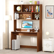 Lukzer Multi-Purpose Engineered Wood Study & Computer Desk with Bookshelf (ST-008/Oak Brown)