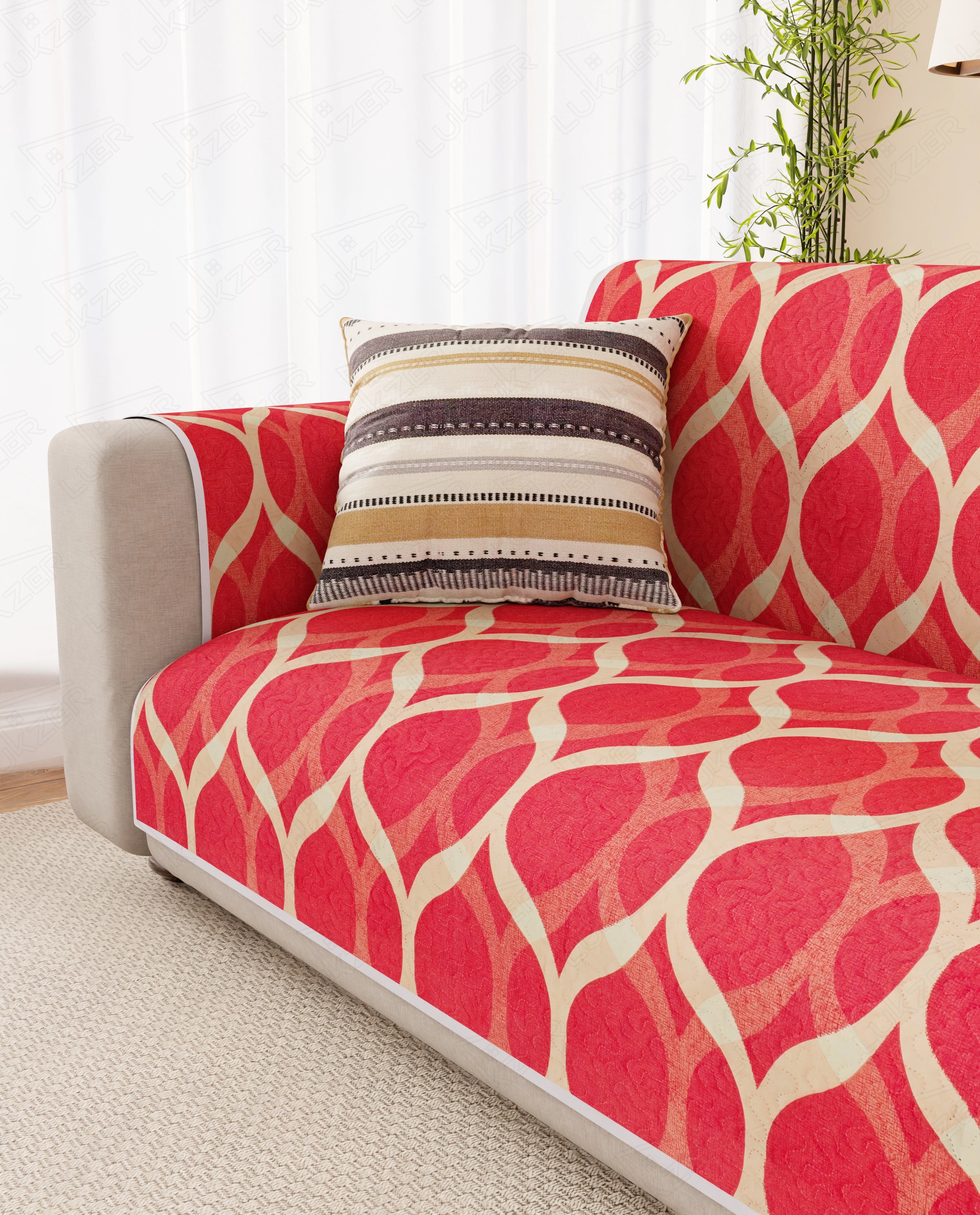 Lukzer Reversible Quilted Sofa Mat with Arms Dessert Jewel (SC-202-01)