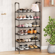 Lukzer 6-Tier Metal & Plastic Space-Saving Shoe Organizer Rack (MSR-006/Black)