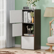 Lukzer 3-Tier Engineered Wood Cabinet Bookshelf Organizer with Magnetic Doors (MR-017/Wenge)