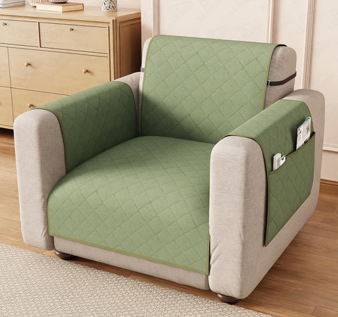 Lukzer Polyester Blend Quilted Sofa Cover Mat (350 GSM)| Full Coverage with Arms & Back Belt | Machine Washable Sofa Runner with Storage Side Pocket