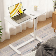 Lukzer Modern Adjustable Overbed Study Table with Wheels (MST-002/White & White)