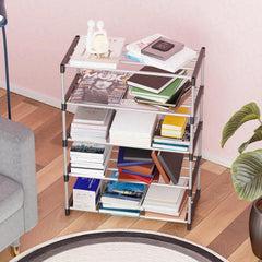 Lukzer Easy DIY Metal & Plastic Bookshelf/Storage Organizer – Black & Silver (3/4/5/6 Layers)